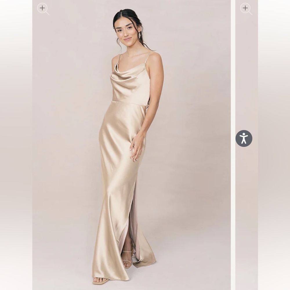 Revelry Nadia Satin Dress in Gold Champagne - 703
